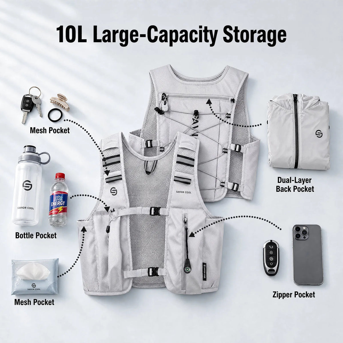 Outdoors Cooling Vest Tactical Cooling Vest AC Vest Constant-Temperature Summer Cooling Technology with Built-in Water Bladder