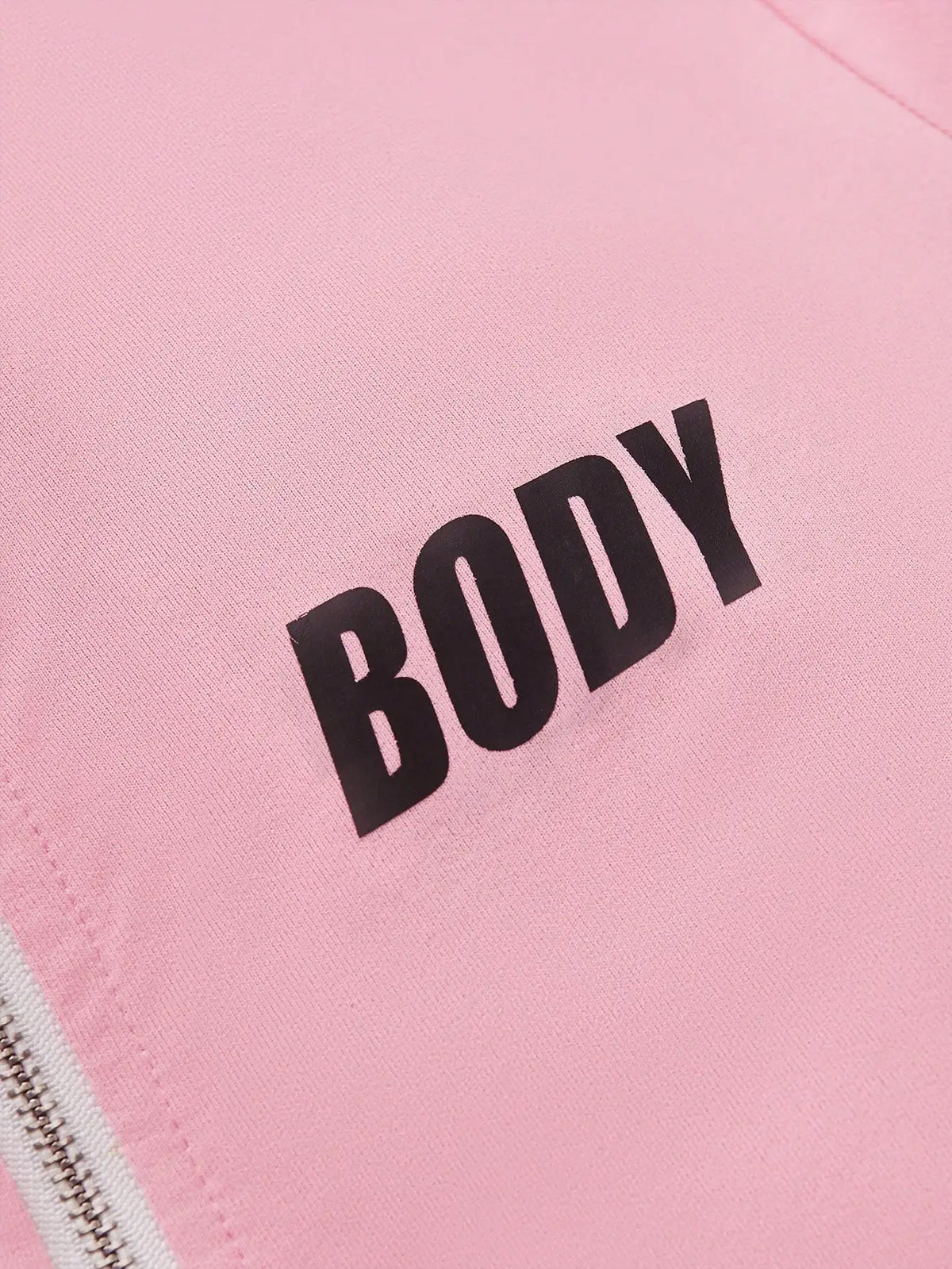 Women's Pink Zipper Sportswear Set of 2 Pieces Jogger Letter Printed Jogging Sportswear Hoodie and Sweatpants Set