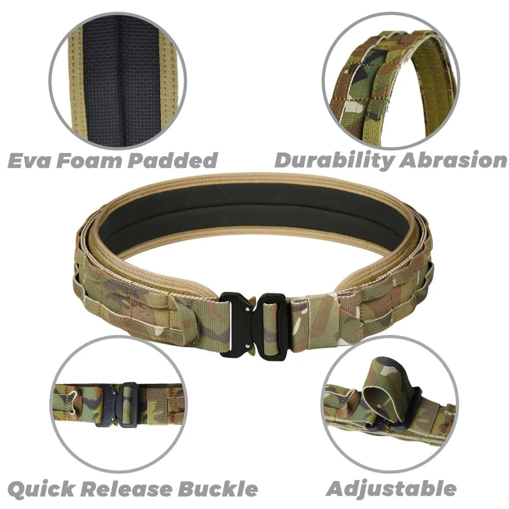UNIONTAC 3 Layer Tactical Belt 1.75 inch - Quick Release Padded Molle System for Men 1000D Nylon Webbing Alloy Buckle Utility