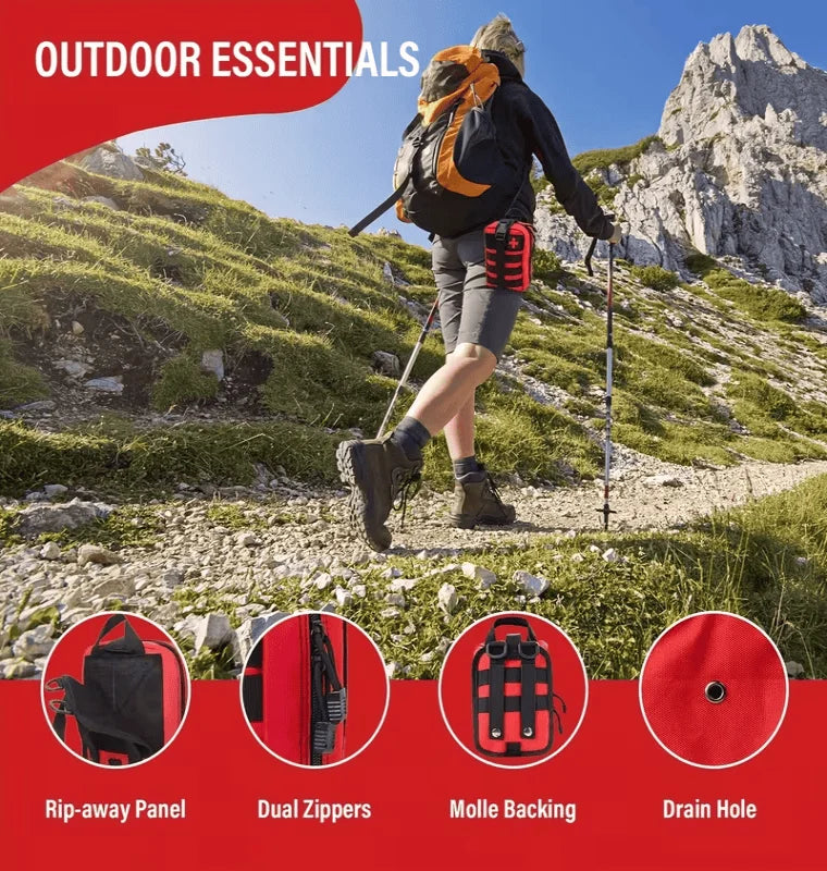 142-Piece Emergency Survival Kit with MOLLE Pocket Essential Gear for Camping Hunting Gardening Outdoor Adventure Best Creative Gift