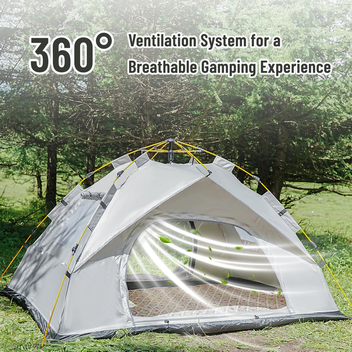 Large Auto-Pop Silver Shelter - Portable Instant Sun & Rain Tent for 3-4 People, Perfect for Beach, Camping & Travel