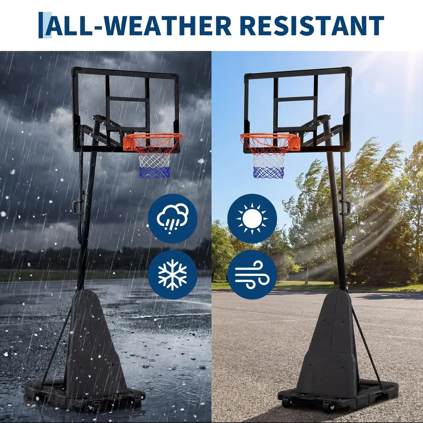 Portable Basketball Hoop 43/47 Inch Adjustable 5.6-10FT Outdoor Goal With PC Backboard Fillable Base Wheels For Driveway Yard