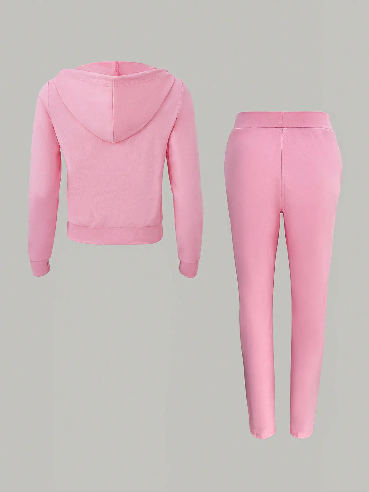 Women's Pink Zipper Sportswear Set of 2 Pieces Jogger Letter Printed Jogging Sportswear Hoodie and Sweatpants Set