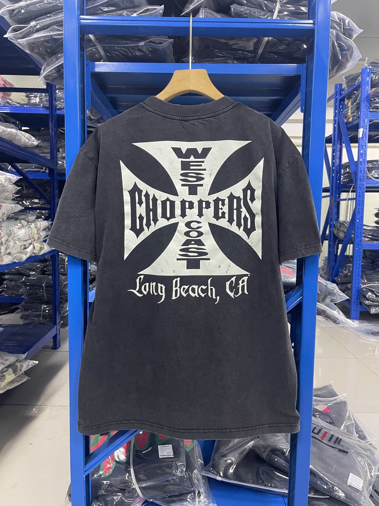 New fashion Y2K West Coast Choppers 26SS 1972 Retro Modified Car Printed Water Washed Vintage Men's Loose T-shirt Large Top